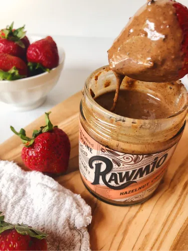 Vista 4 de Rawmio Crema crujiente de avellana orgánica, 6 onzas, paquete de 2, 6 porciones por frasco, crudo, orgánico, vegano, sin gluten