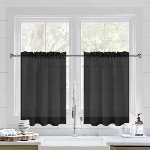 Vista 165 de DWCN Cortinas Transparentes Aqua de Voile Semitransparente con Bolsillo para Barra para Dormitorio y Sala de Estar, 36 x 36 pulgadas de Largo, Juego