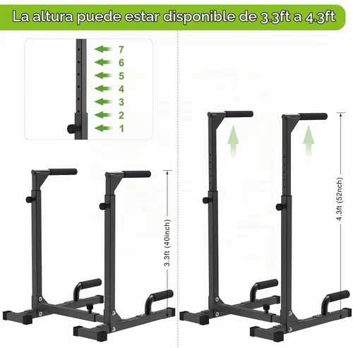 Vista 4 de SELEWARE Adjustable Dip Bar Station, Home Gym Dip Stand