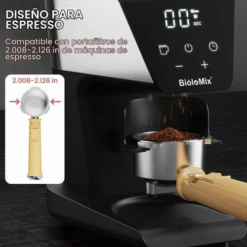 Vista 4 de BioloMix Molinillo de café eléctrico, molinillo cónico de rebabas