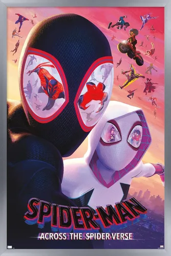 Vista 7 de Trends International Marvel Spider-Man: Across The Spider-Verse - Póster de pared de una hoja de máscaras, 22.37 x 34.00 pulgadas, versión enmarcada