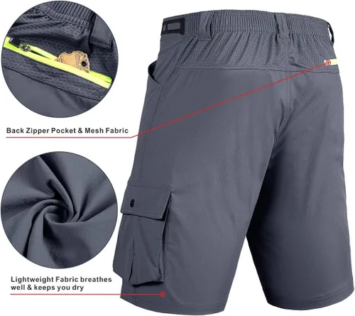 Vista 2 de Pantalones cortos de ciclismo de montaña para hombre, acolchados en 3D, pantalones cortos de ciclismo MTB ligeros y holgados
