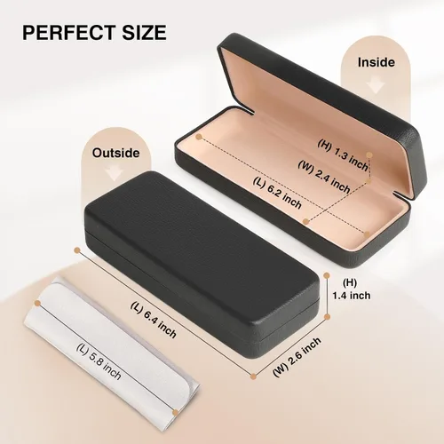 Vista 2 de Marvolia Estuche rígido para lentes de sol, funda protectora de piel sintética para lentes de sol