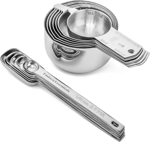 Vista 4 de Hudson Essentials Juego de tazas y cucharas medidoras de acero inoxidable (juego de 14 piezas)