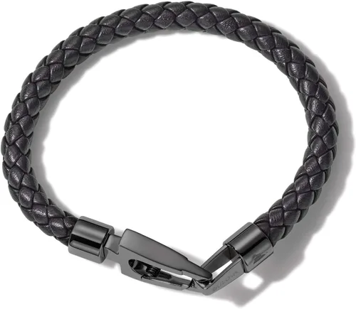 Vista 5 de Bulova Jewelry Men's Latin GRAMMY Black Leather Leather Bracelet with Stainless Steel Tuning Fork Clasp