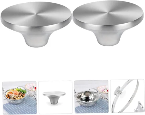 Vista 5 de HEMOTON Perilla de repuesto para tapa de olla, mango de tapa de sartén plana para ollas de cocina, agarres de mano de acero inoxidable