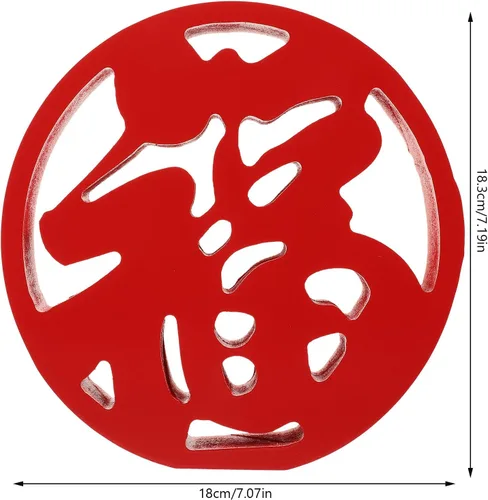 Vista 2 de ARTIBETTER Adorno de madera de personaje chino rojo fu, estatuas de escritorio, manualidades, escultura, decoración de felicidad china, centro