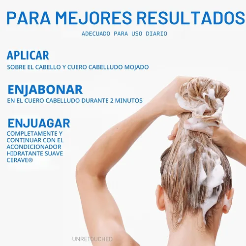 Vista 9 de CeraVe Champú Hidratante Suave, Con Ceramidas, Niacinamida y Ácido Hialurónico Para Cabello y Cuero Cabelludo Suaves y de Aspecto Saludable, Champú