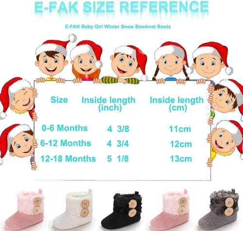 Vista 6 de E-FAK Botas para bebé niño y niña, zapatos para recién nacidos, con lazo para nieve, antideslizantes, suela suave, cálidos, para niños pequeños
