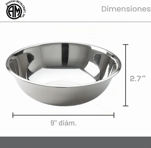 Vista 4 de American Metalcraft - Tazón para mezclar de acero inoxidable de 2 cuartos de galón, plateado