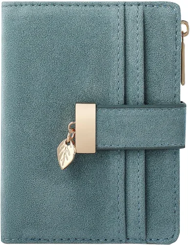 Vista 18 de Billetera pequeña para mujer, plegable, de piel suave, tarjetero con ventana de identificación, con cremallera, bolsillo para monedas, carteras