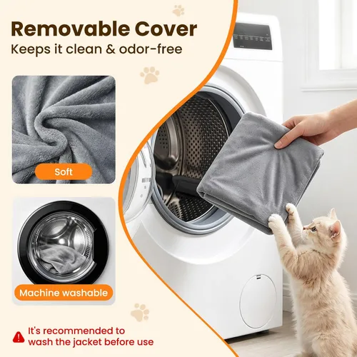 Vista 7 de Cama térmica para perros de 23.6 x 17.7 pulgadas, tubo de protección