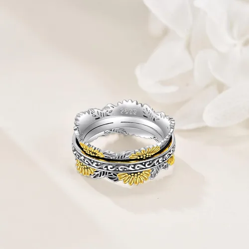 Vista 15 de POPLYKE Anillos giratorios giratorios de plata de ley para aliviar el estrés para mujeres