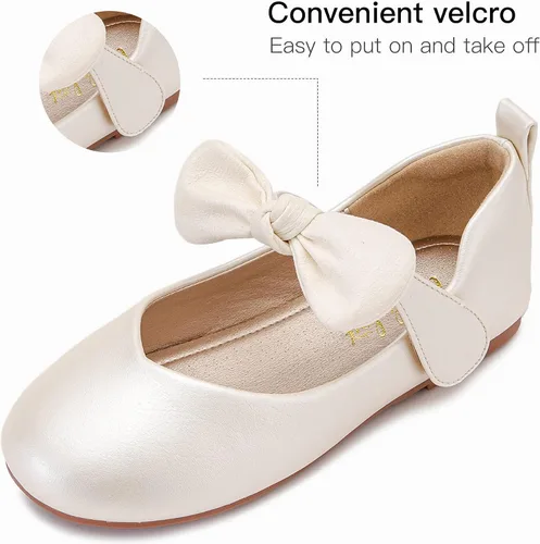 Vista 2 de Walofou Zapatos planos de princesa para fiesta de boda para niñas de flores para niños pequeños