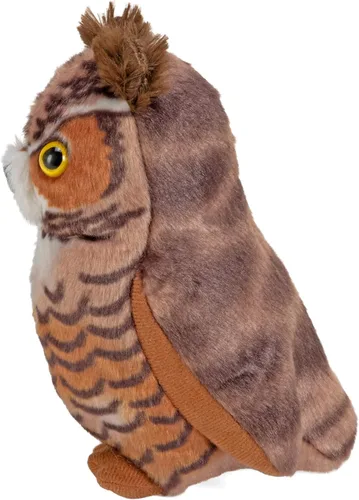 Vista 4 de Wild Republic Audubon Birds gran búho con cuernos con un sonido de pájaro auténtico, animal de peluche, juguetes de aves para niños y aves aves