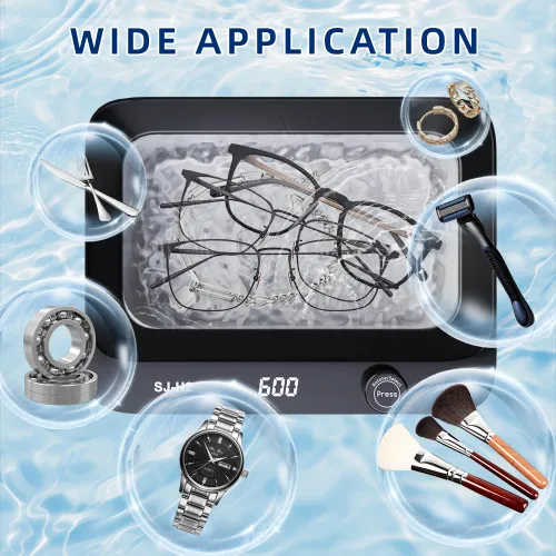 Vista 6 de Limpiador ultrasónico, limpiador ultrasónico de joyería de 45 kHz, limpiador de retenedores dentales para joyas, anillos, gafas, correa de reloj