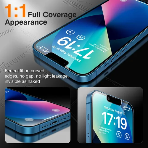Vista 6 de EZ-GLAZ - Paquete de 4 + 2 protectores de pantalla de privacidad para iPhone 13 [6.1 pulgadas] con protector de lente de cámara