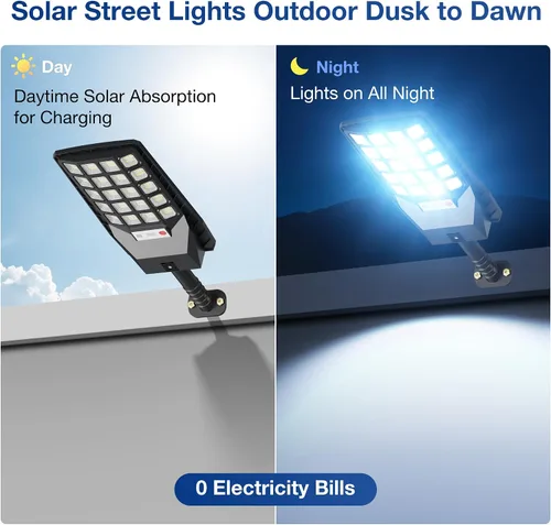 Vista 3 de WYWNA Farolas solares impermeables para exteriores, gran angular de 6500 K, luz de inundación solar con sensor de movimiento y control remoto, luz