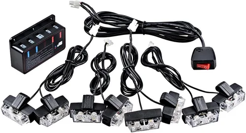 Vista 5 de CORP - Juego de 4 barras de luz estroboscópica intermitente de emergencia con 2 LED ámbar, color blanco + 4