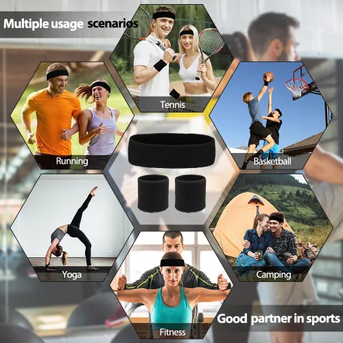 Vista 5 de Diademas de entrenamiento, diademas deportivas y al aire libre, accesorios de gimnasio, diadema que absorbe la humedad, bandas para el sudor