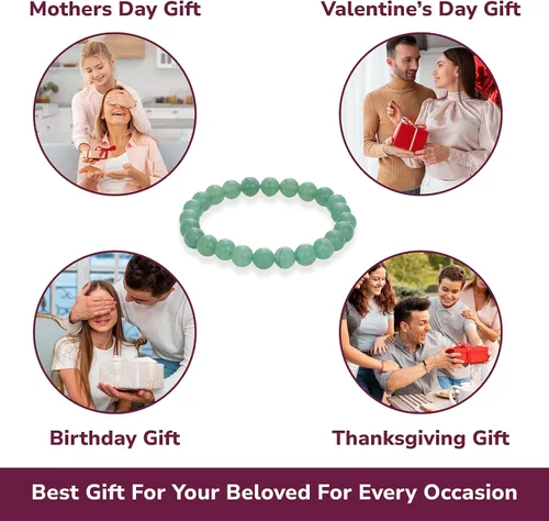 Vista 30 de Crystal Vibe Pulseras de cuentas de 0.315 in para mujeres y hombres, pulseras de cristal con piedras preciosas naturales, tamaño elástico ajustable