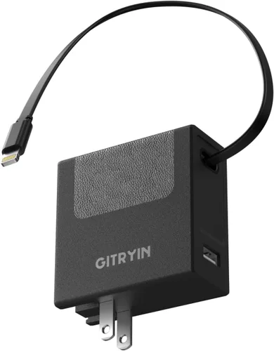 Vista 16 de Cargador de pared USB C de 40 W con cable retráctil integrado, bloque de carga rápida plegable 2 en 1, artículos esenciales de viaje compatible
