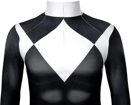Vista 7 de CEMDER Disfraz de superhéroe negro Zentai con máscara separada disfraz de Halloween