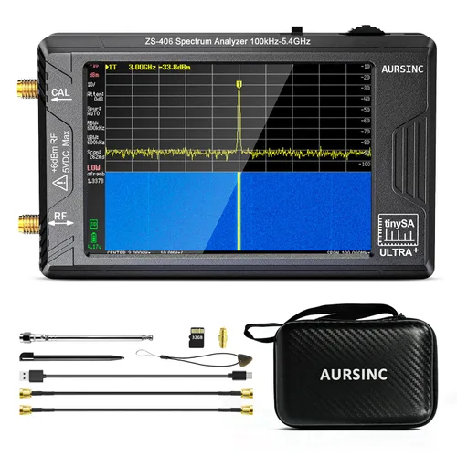 Vista 11 de AURSINC TinySA Ultra+ ZS406 - Analizador de espectro con atenuador RF tipo N de 50 W