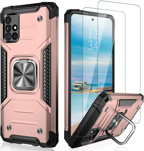 Vista 8 de IKAZZ Funda para Galaxy A51 5G con protector de pantalla, doble capa de TPU suave y flexible y policarbonato duro, antideslizante, de cuerpo Azul
