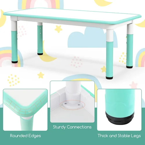 Vista 7 de Costzon Juego de mesa y 4 sillas para niños, escritorio y sillas para niños pequeños de altura ajustable con escritorio de graffiti, patas Verde