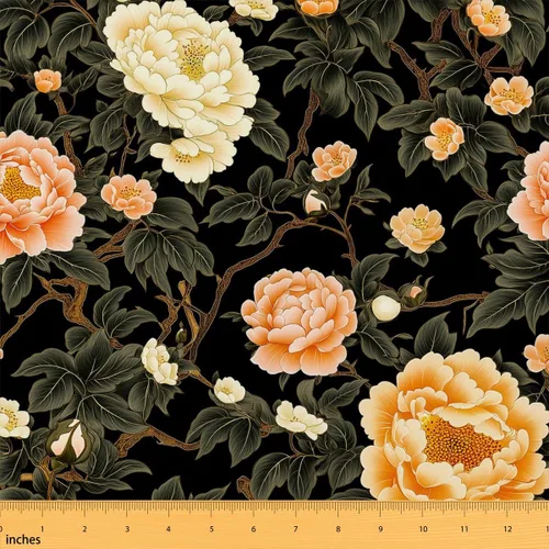 Vista 20 de Feelyou The Yard - Tela floral de hojas suave de 1 yarda para los amantes Beige y verde amarillo