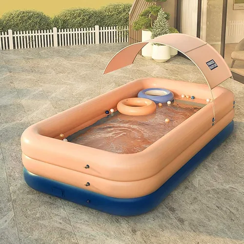 Vista 8 de YUEWO - Piscina inflable con dosel, piscina portátil sobre el suelo para bebés, niños y adultos, para jardín familiar y patio trasero