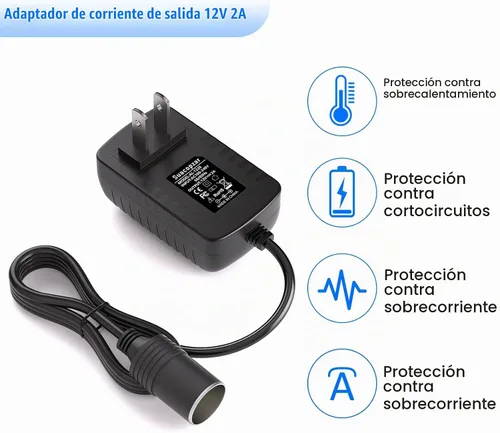 Vista 4 de Convertidor de CA a CC de 12 V 24 W, enchufe para encendedor de cigarrillos de automóvil, 100-240V a 12V 2A AC/DC adaptador de alimentación