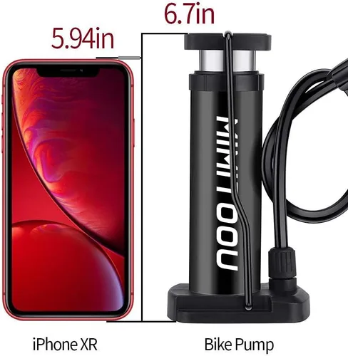 Vista 4 de Bomba para Bicicleta, Mini Bomba de Bicicleta Portátil Bomba de Piso para Bicicleta con Válvulas Presta y Schrader Bomba de Aire de Piso