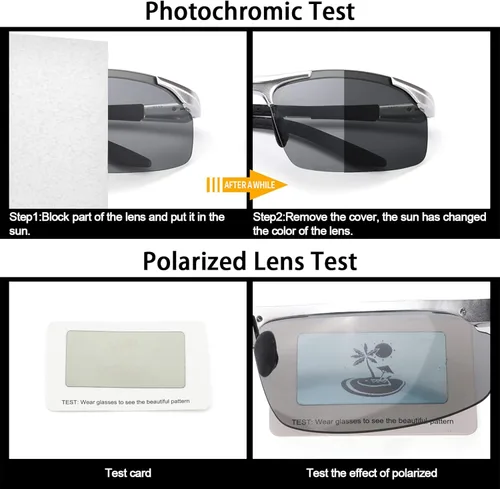 Vista 2 de TJUTR Gafas de sol fotocromáticas para hombres que conducen ciclismo con lente polarizada, protección UV, antirreflejos, reducen la fatiga ocular