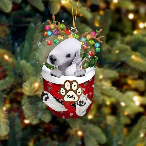 Vista 110 de Adornos personalizados de Pug cervatillo – Decoración personalizada para árbol de Navidad con patas de bolsillo de nieve