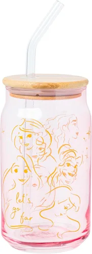 Vista 26 de Silver Buffalo Disney Alice in Wonderland Tarro de vidrio con tapa de bambú y pajita de vidrio, 16 onzas