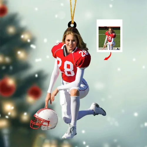 Vista 9 de Adorno de Navidad de fútbol americano personalizado, adorno de fútbol americano, adornos de Navidad de fútbol americano personalizados, adornos