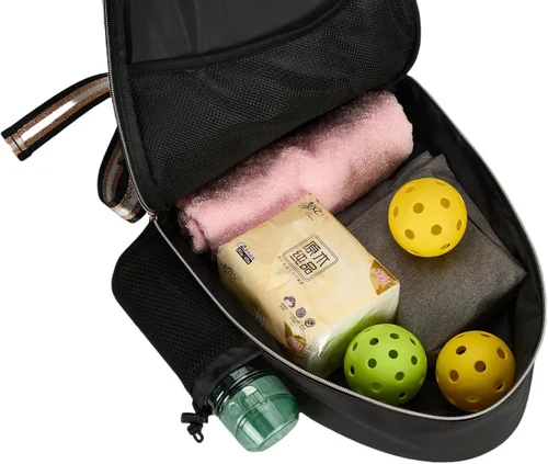 Vista 6 de Mochila de Tenis Cruzada de un Hombro de PU Blanco para Niñas, Bolsa de Tenis, Bolsa Bandolera para Raqueta de Tenis para Mujeres, con Portabotellas
