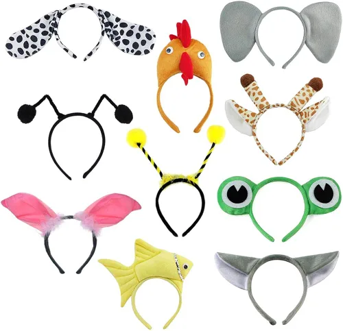 Vista 2 de TOPTIE Diademas de animales de felpa para decoraciones de Navidad, aro de pelo de cuerno de oreja para niños y adultos, suministros de fiesta