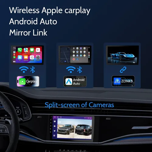 Vista 2 de Haudio Estéreo inalámbrico de doble DIN de 9 pulgadas para automóvil, con Apple CarPlay y pantalla de radio Android Auto, con Mirror Link, Bluetooth