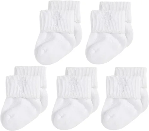 Vista 8 de EPEIUS Calcetines de bautizo para bebés, niñas y niños, calcetines de bautismo con cruz, recién nacidos, niños pequeños