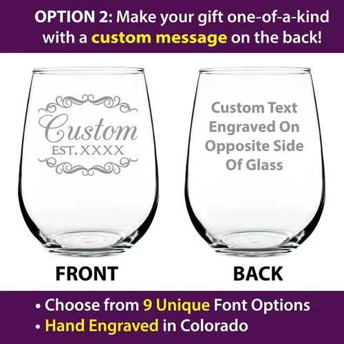 Vista 3 de Custom Aunt Est 20XX - New Aunties Stemless Wine Glass Gift for First Time Aunts - Personalized Decorative 17 Oz Large Glasses