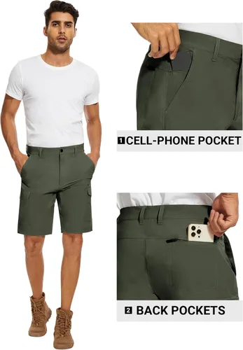 Vista 5 de PULI Pantalones cortos de golf para hombre, elásticos, casuales, ligeros, de secado rápido, con bolsillos