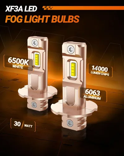 Vista 3 de SEALIGHT Bombilla LED antiniebla H3, actualización de 14000LM, 600% súper brillante, tamaño mini 1:1, Plug-n-Play, rendimiento súper de disipación