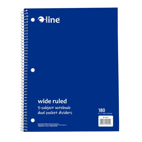 Vista 2 de C-Line Cuaderno de 5 materias, rayas anchas, 1 cuaderno, el color puede variar (22051)