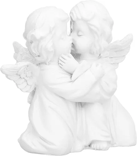 Vista 5 de Cyrank Figuras de estatua de ángel besando, mini estatuas de querubines de resina, figuras de escritorio de ángel pequeño, decoraciones, adorable