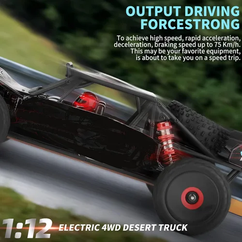 Vista 4 de GoolRC WLtoys 124016 V2 - Coches RC sin escobillas, auto de control remoto a escala 1:12, 4WD 75KM/H de alta velocidad para adultos, 2.4 GHz todo