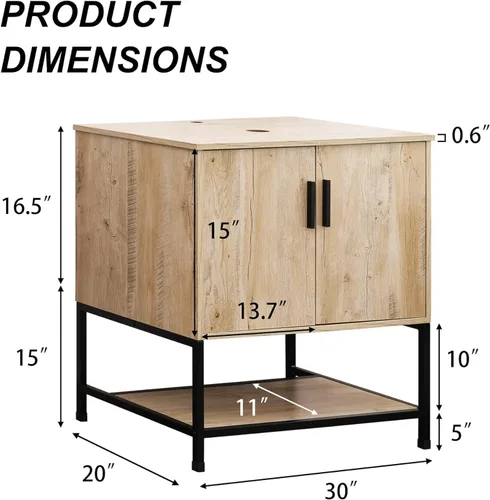 Vista 2 de UEV Mueble de baño de roble rústico de 30 pulgadas con lavabo, juego de gabinete de baño con marco de hierro industrial con puertas y estante