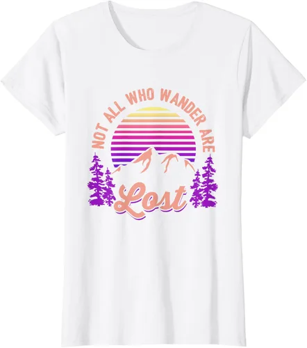 Vista 19 de Not All Who Wander Are Lost Vintage Mountains - Camiseta de senderismo, Negro, S